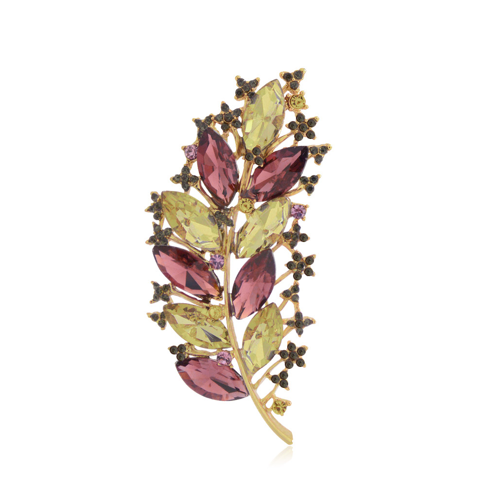 Vintage Rhinestone Leaf Brooch at Wholesale